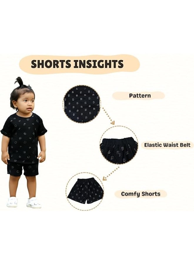 MINIIMODZ Alpha Print Shorts for Girls | Soft Cotton Mini Shorts with Alphabet Print | Toddler Nightwear & Casual Shorts - Image 3